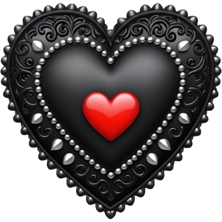 goth heart emoji, black lace and studs emoji