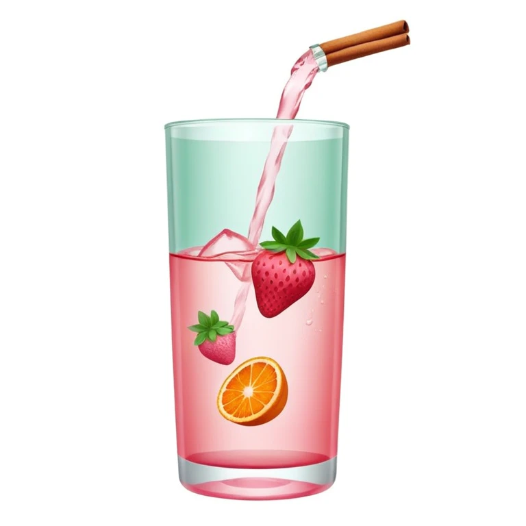 strawberry mint water next to cinnamon and orange water emoji