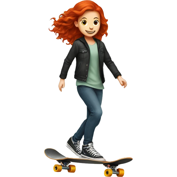 Redhead girl skateboarding  emoji