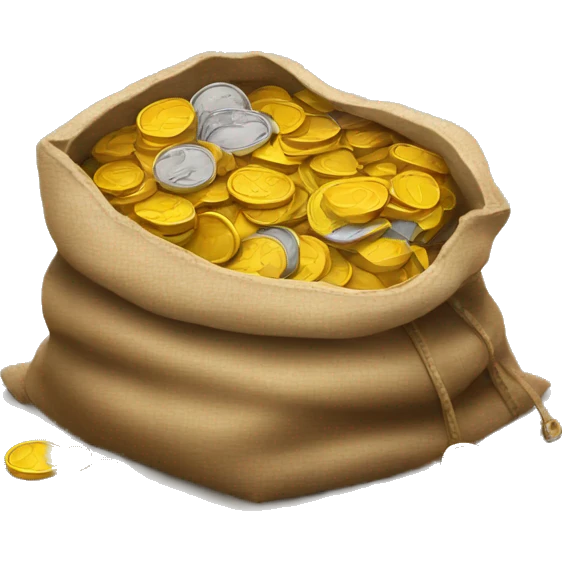 old open bag full of coins emoji