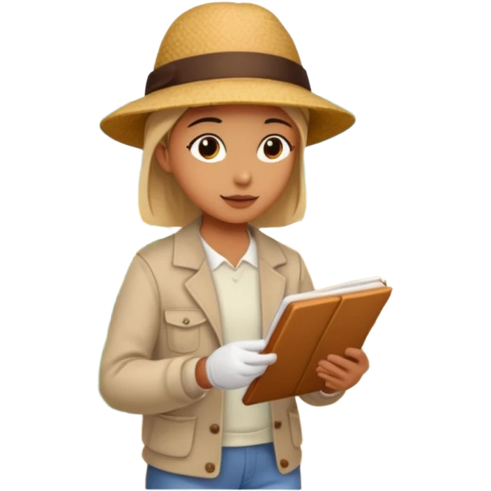 someone who's walking on a path and the person is reading a panel to learn about a flower emoji