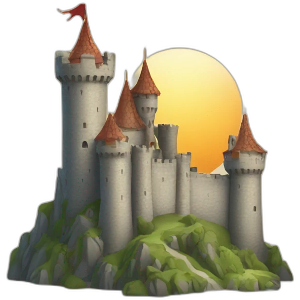medieval castle with a dragon emoji