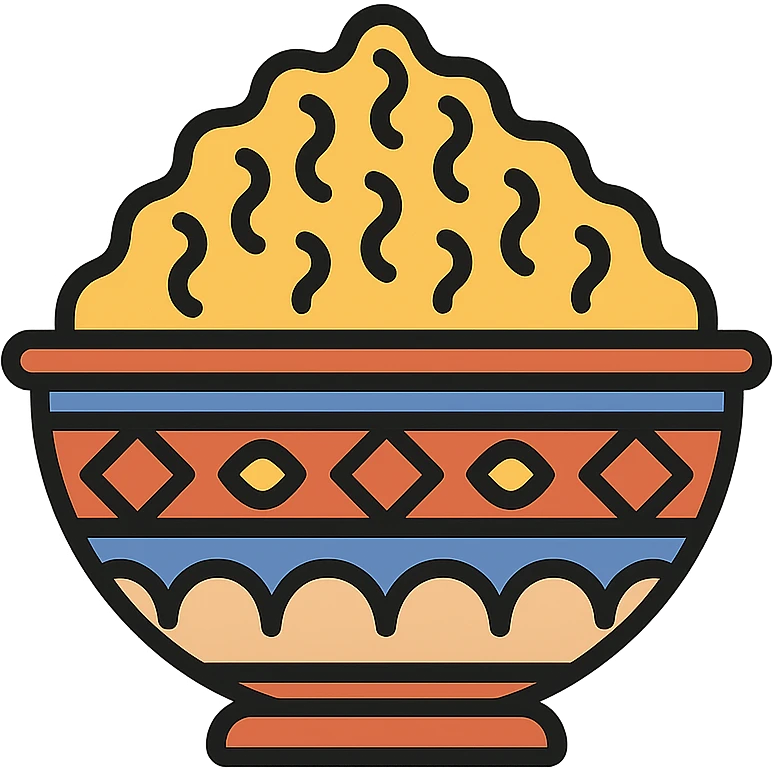 Moroccan curvy couscous, decorative, traditional Moroccan dish, food icon emoji
