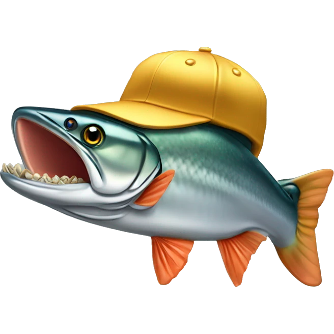 Chinook Salmon wearing gold chain and backwards baseball cap emoji