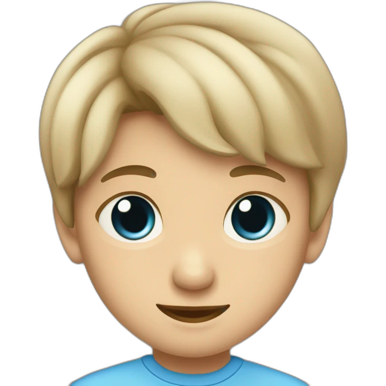 un niño con pelo liso y cafe medio claro con ojos azules emoji