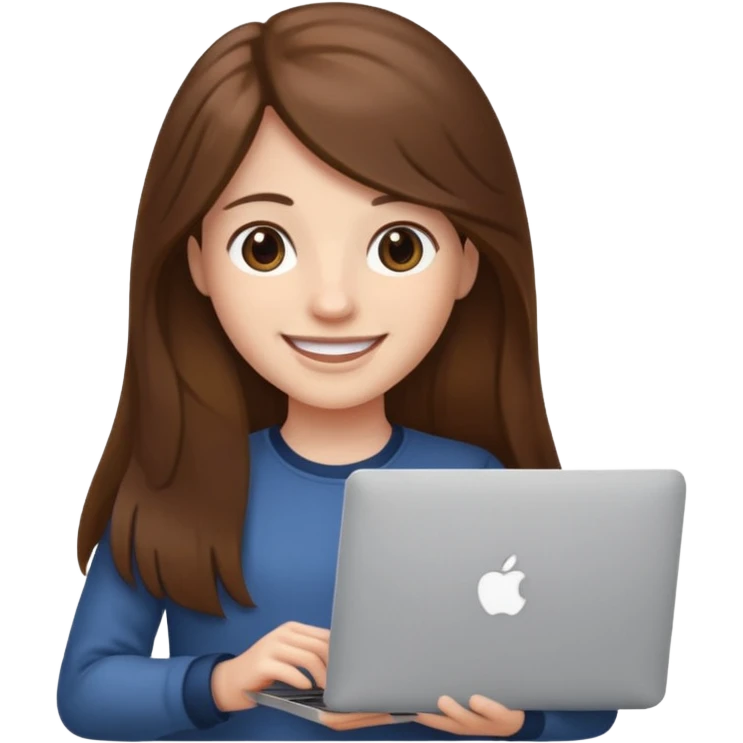긴 갈색머리에 맥북을 들고 있어 emoji