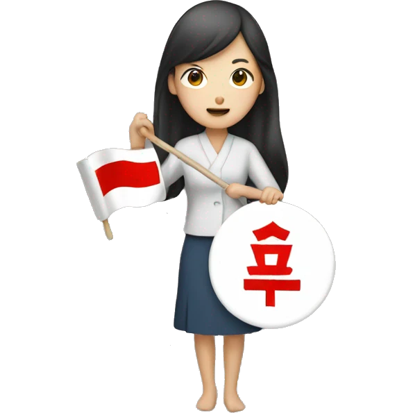 Korean woman holding 4B movement sign emoji