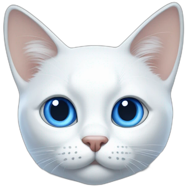 Gato blanco con ojos azules estilo pixar emoji