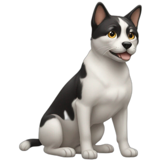 un chat sur le dos d'un chien emoji