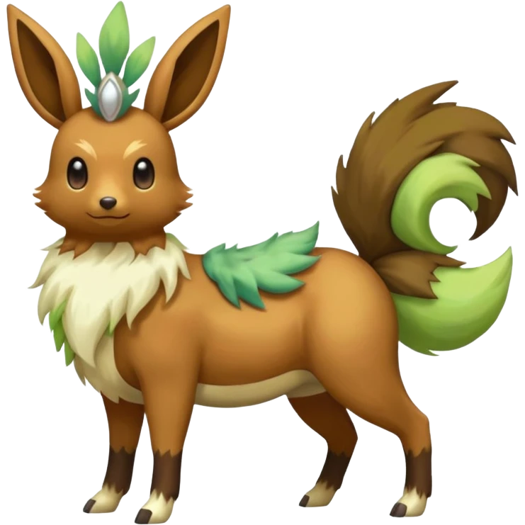 Stantler-Eevee-Skiddo-Mudbray-Amaura-Flareon-Virizion-fusion-creature-hybrid (full body) emoji