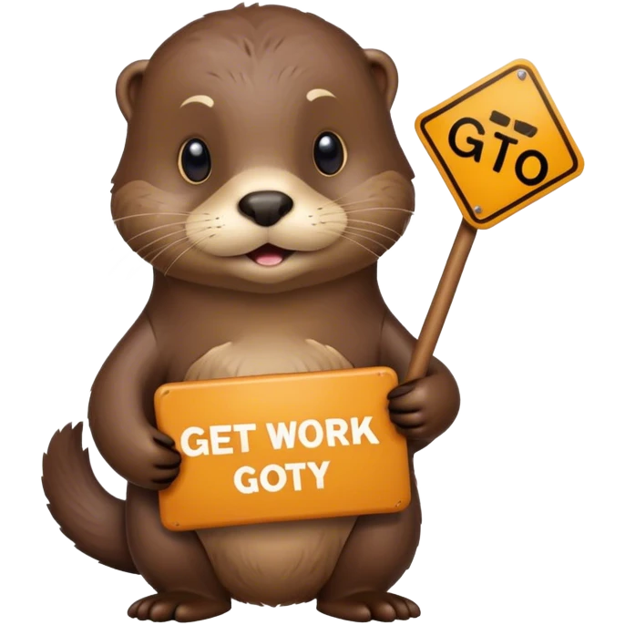 otter holding a get to work sign emoji