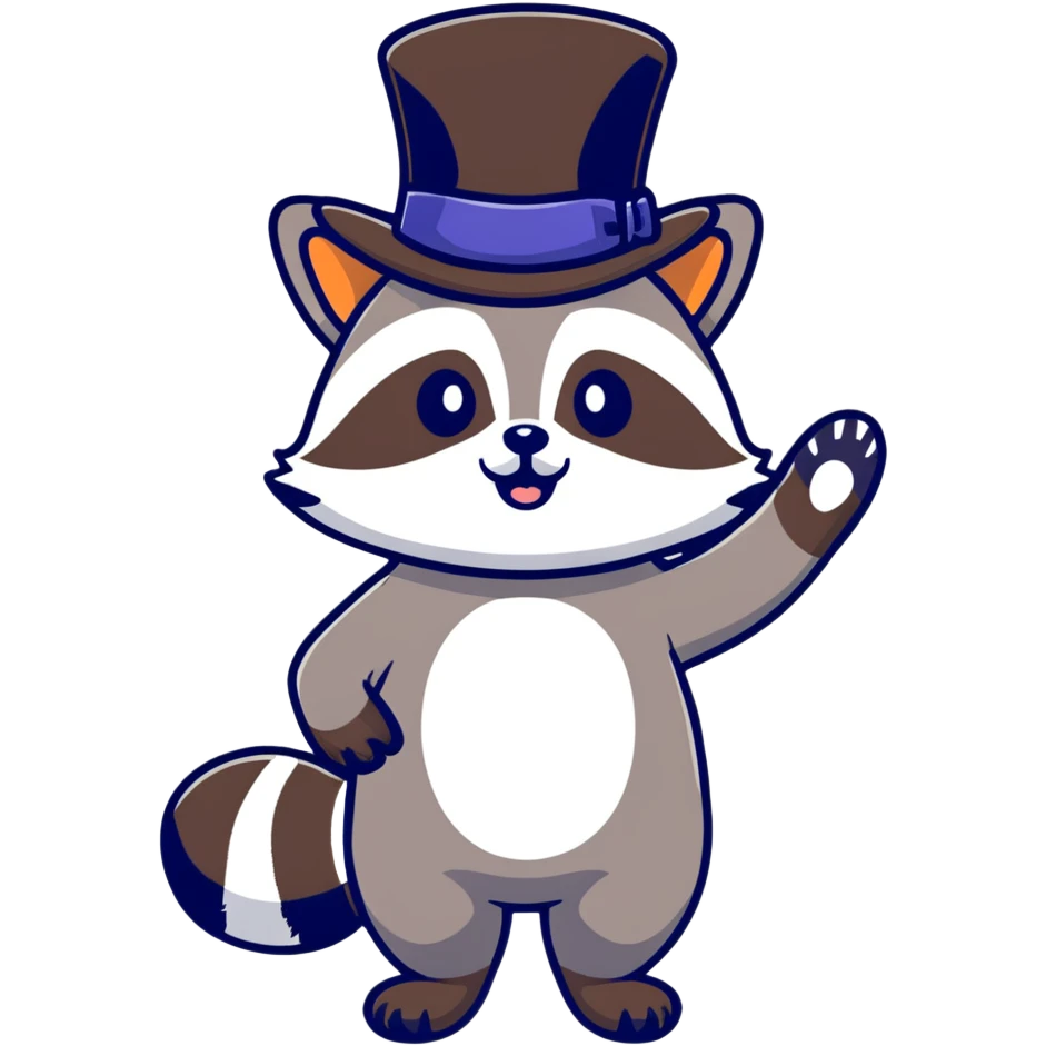 raccoon tipping top hat emoji
