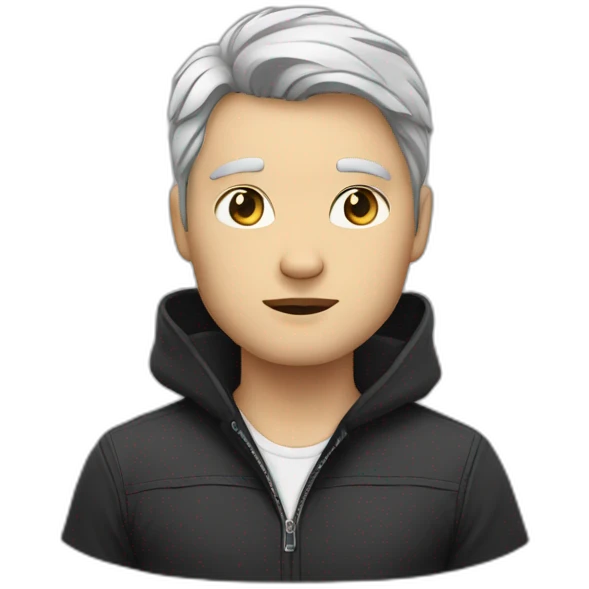 Cat morphing into a white man with black hair  emoji