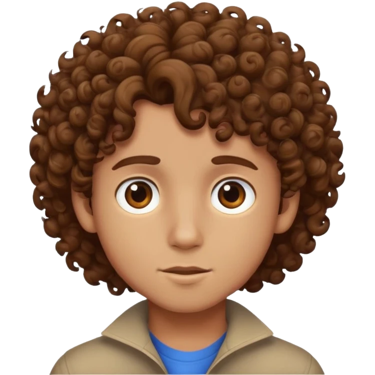 curly boy with brown hair emoji