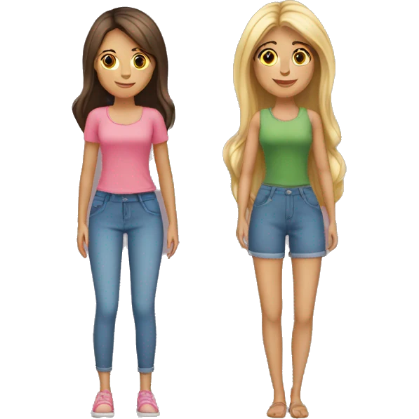 Mamá e hija adolescente rubias cabello largo emoji