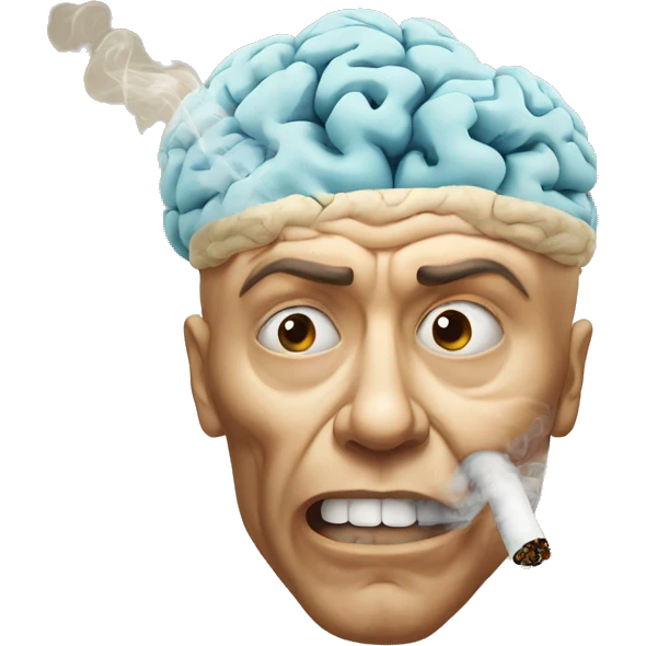 Overloaded brain smoking emoji