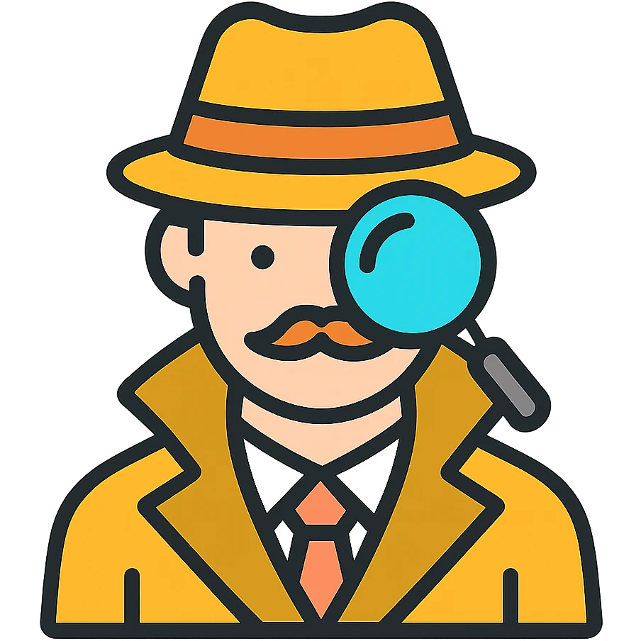 detective detective character, color outline icon style emoji