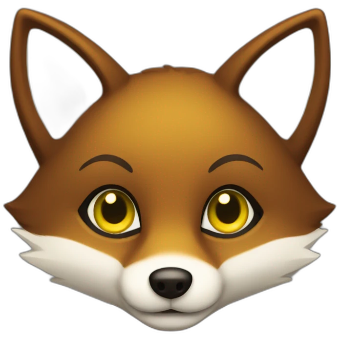 small dark brown fox with yellow eyes and a dark green hood that smile emoji
