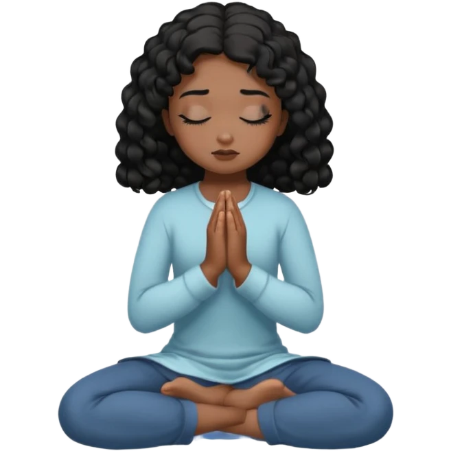 girl praying on knees curls black emoji
