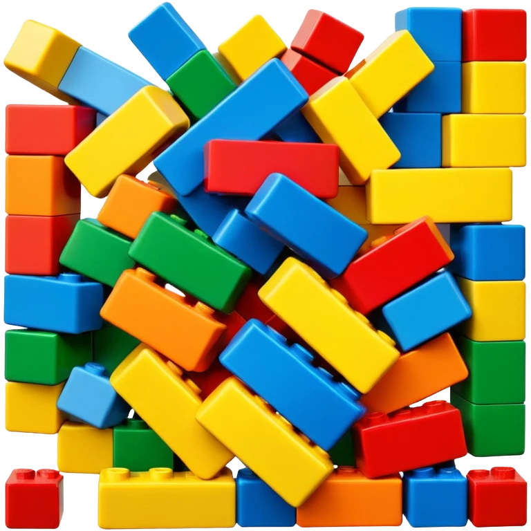 stacked lego blocks, bright and vivid colors, simple and cute style emoji