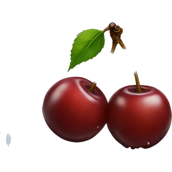 Two cherries, with brown dots, lying in the snow emoji