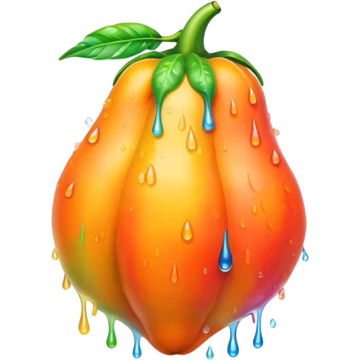 Wet rainbow dripping papaya emoji