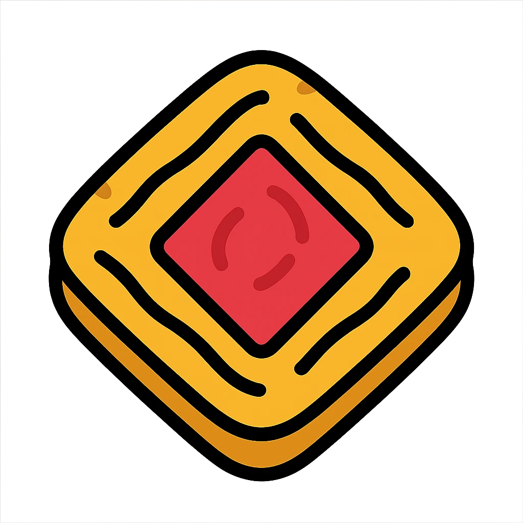 puff pastry, classic square with fruit filling, golden, icon style, no background emoji