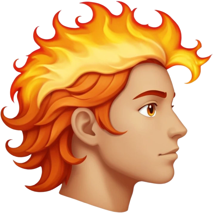 side profile head with flame for hair emoji