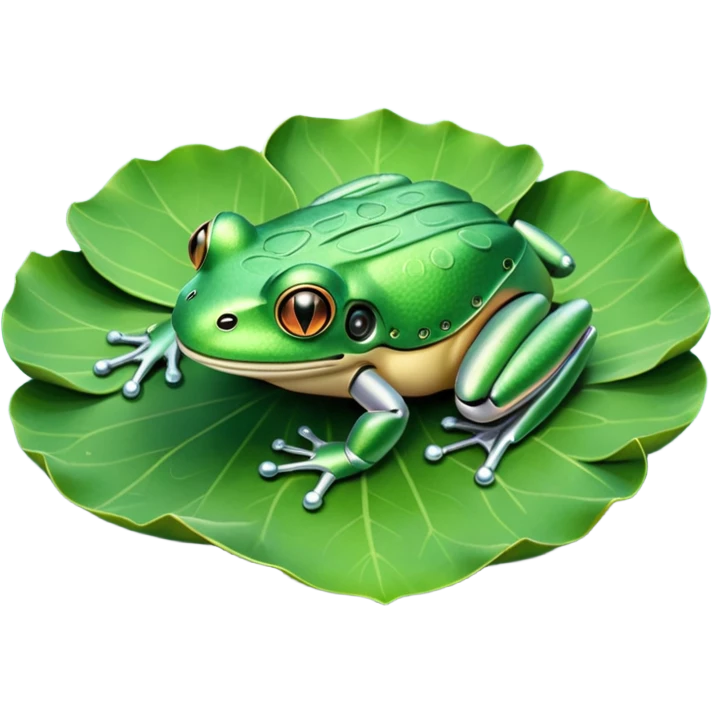 robot frog on lotus leaf emoji