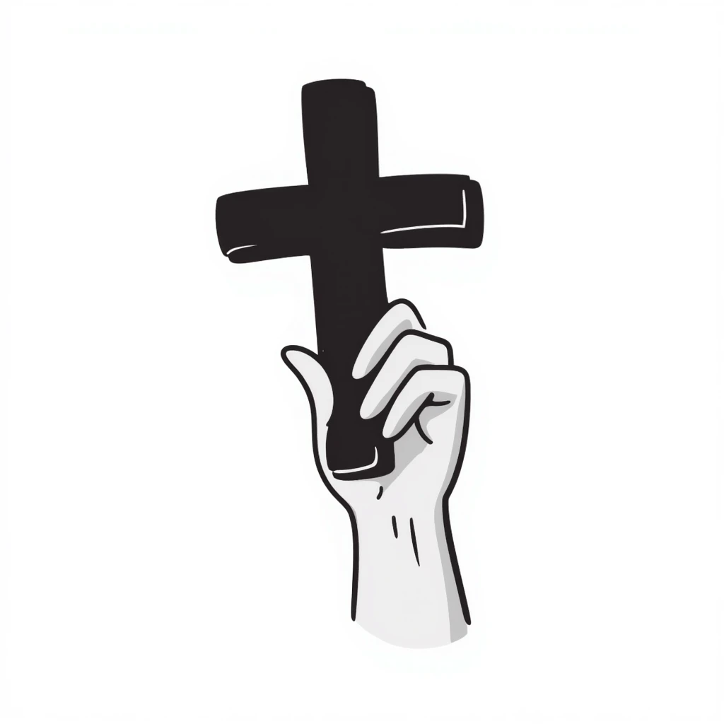 hand holding a cross sign emoji