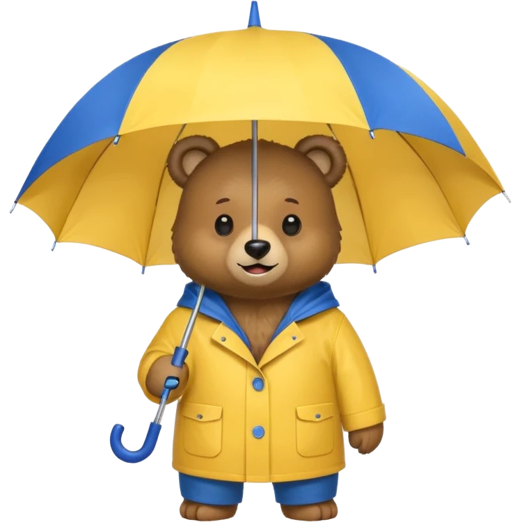 Bear with umbrella, wearing rain coat emoji