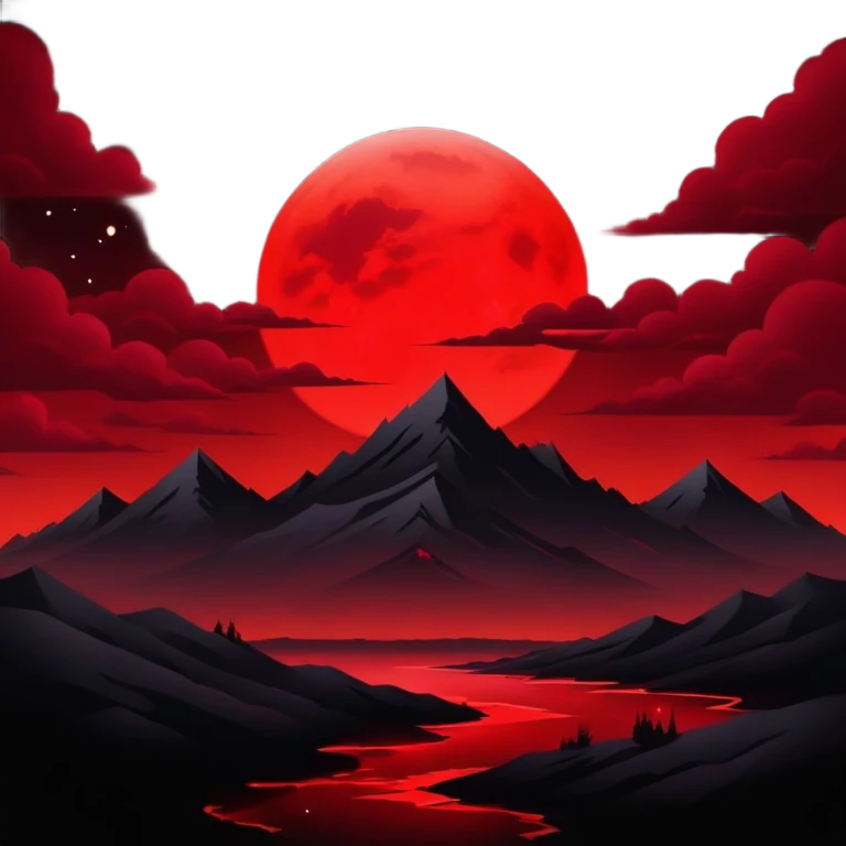 Edgy Black night sky crimson-blood-red glowing  Aesthetic scene scenery full picture  emoji