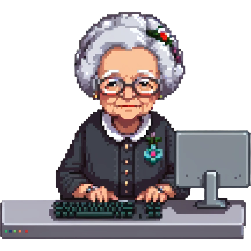 grandma typing on a computer emoji
