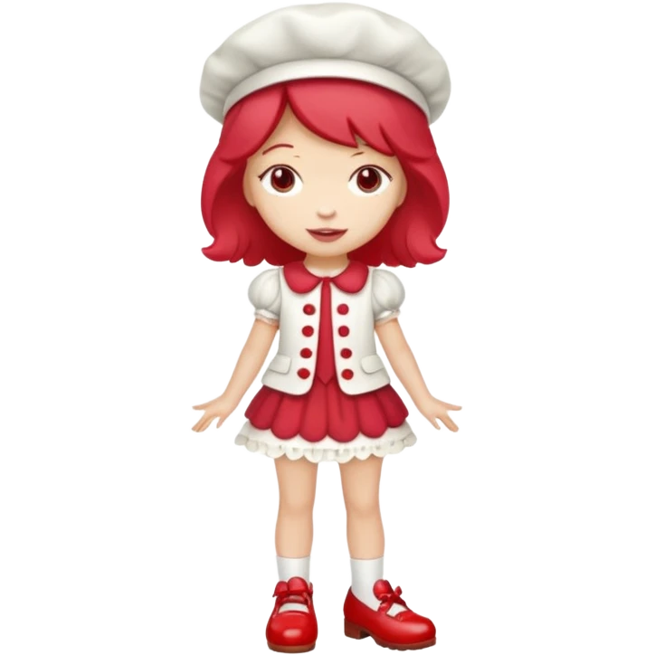 pretty and cute modern day strawberry shortcake full body with red shoes emoji emoji