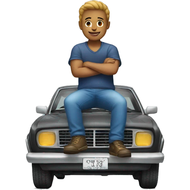 man sitting on top of car emoji
