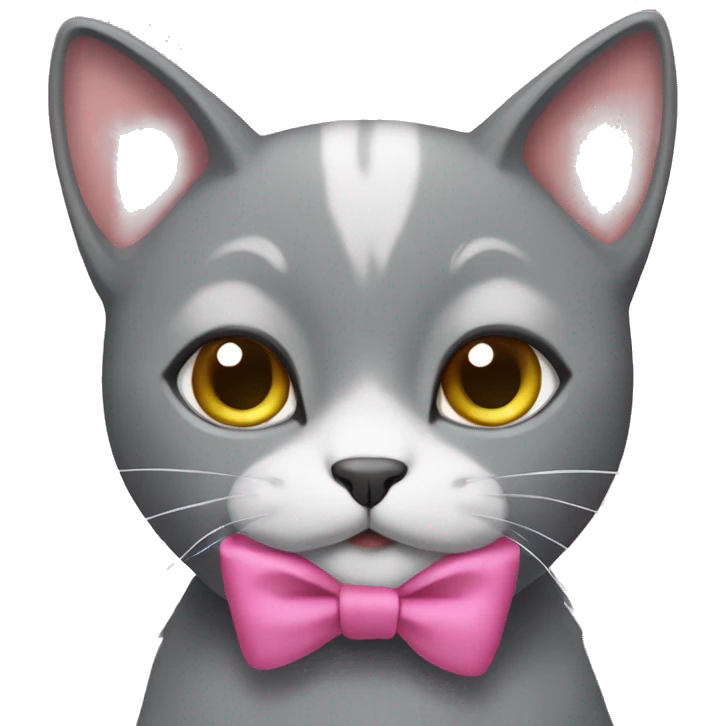 a grey cat with a pink bow on his head emoji