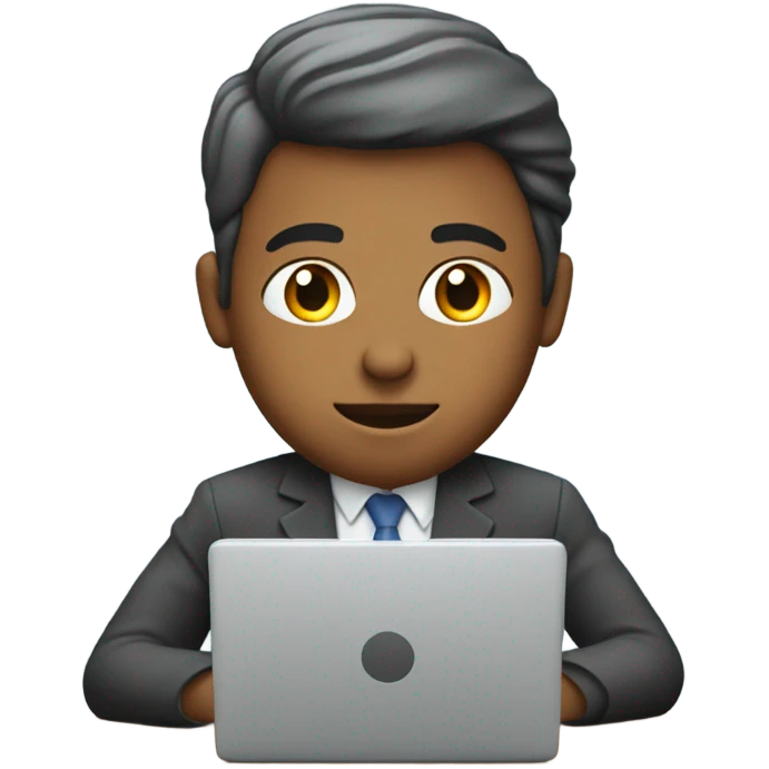 office worker seating at desk with lapton emoji