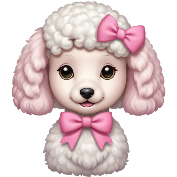 Caniche blanca  con un moño rosa emoji
