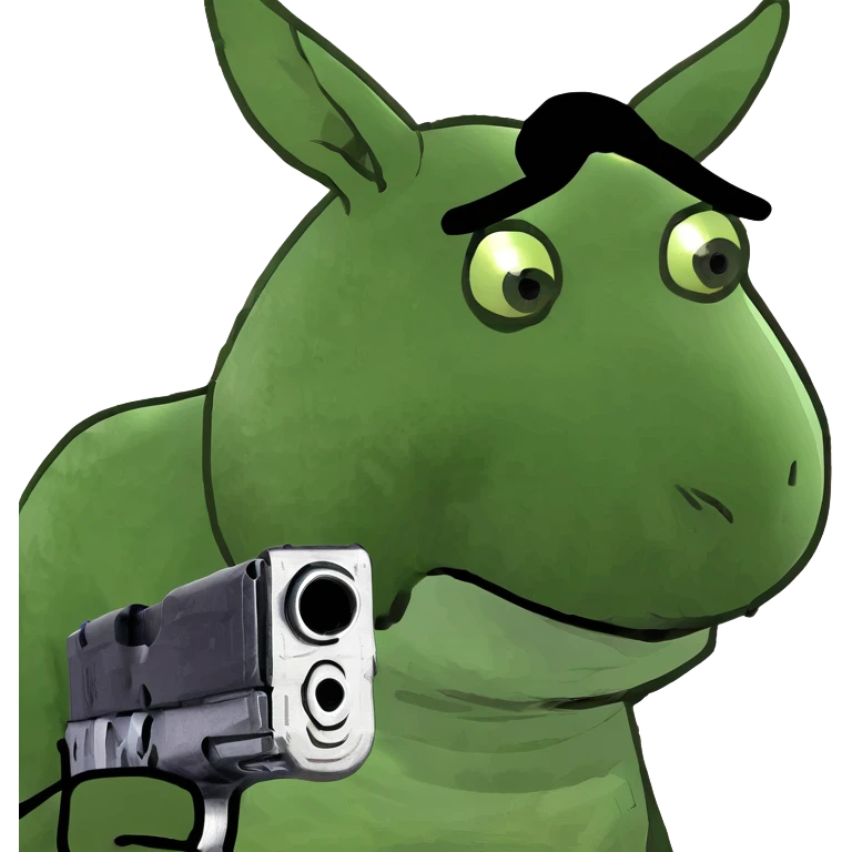 donkey smoking and holding a gun emoji