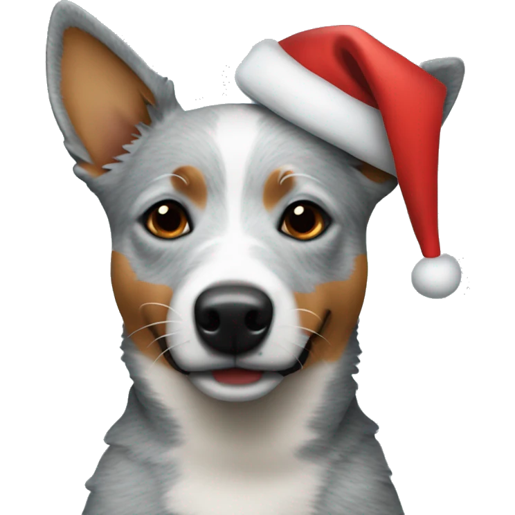 blue heeler dog wearing a santa hat emoji