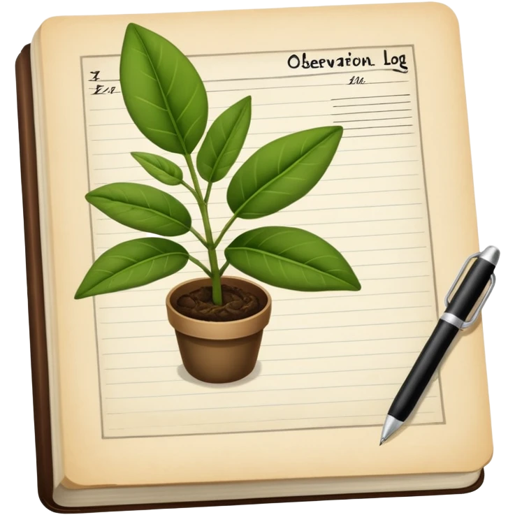 observation log with plant records. Transparent background emoji