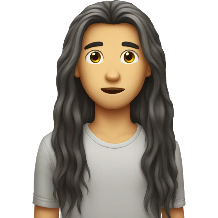 long hair boy with insecurities emoji