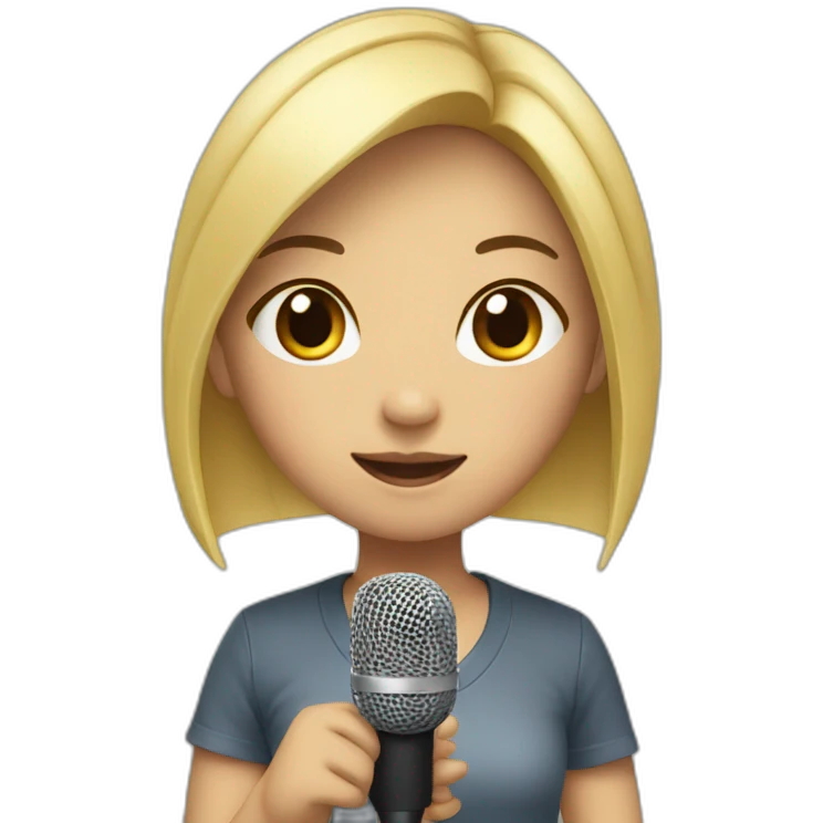 Asian girl with blonde hair and microphone emoji
