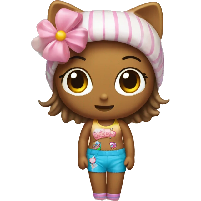 Hello kitty en la playa bronceada emoji
