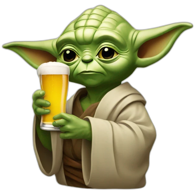 Yoda buvant une bière emoji