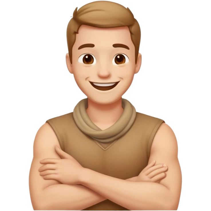 Arms crossed holding neck laughing guy emoji