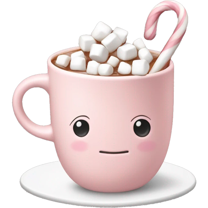 Light Pink mug of hot chocolate with marshmallows  emoji