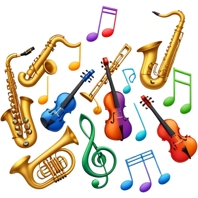 musical notes and instruments emoji