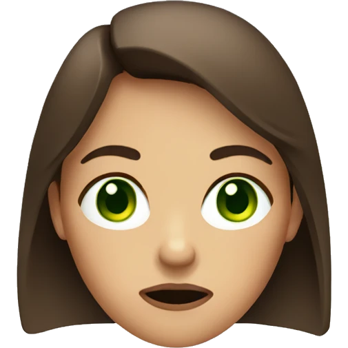 Brown hair woman with green eyes that is worried and not impressed emoji