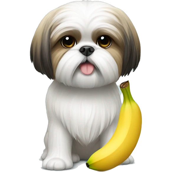 shih-tzu with a banana in hand emoji